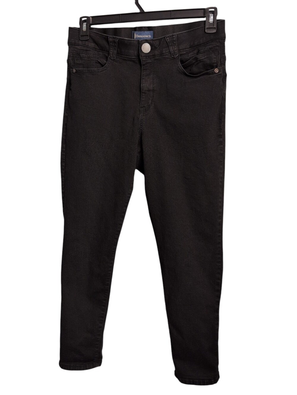 Democracy Black Waistband Stretch Slim Jeans Travel Casual Stylish Skinny Leg 14